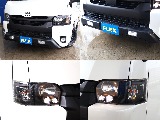 オフロードバンパーにフロントのメッキ部分はマットブラック塗装！ヘッドライトもインナーブラック塗装しております！