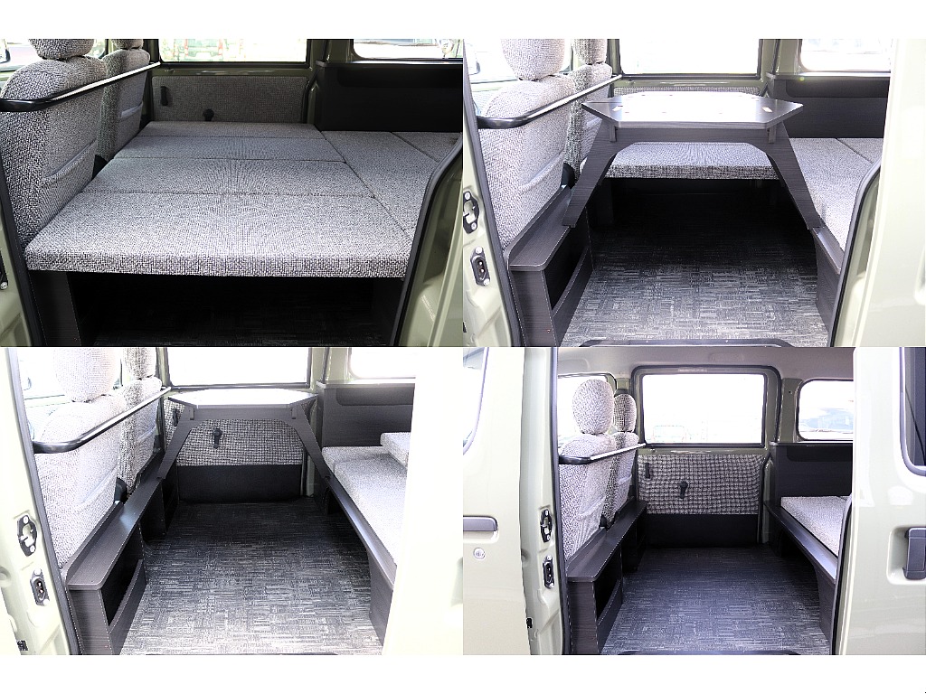 組み立て式のテーブル付きで車内泊にも便利です♪