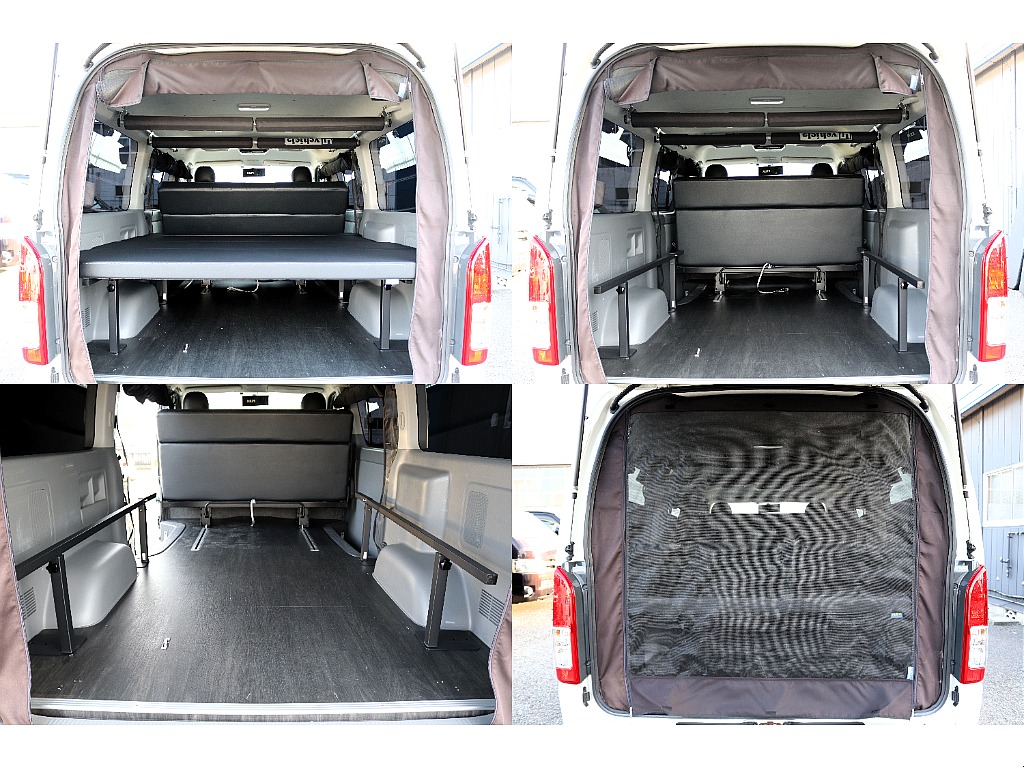 ベットキット完備！外すととても広い荷物スペースを確保！！車中泊でもキャンプでも用途いろいろ♪