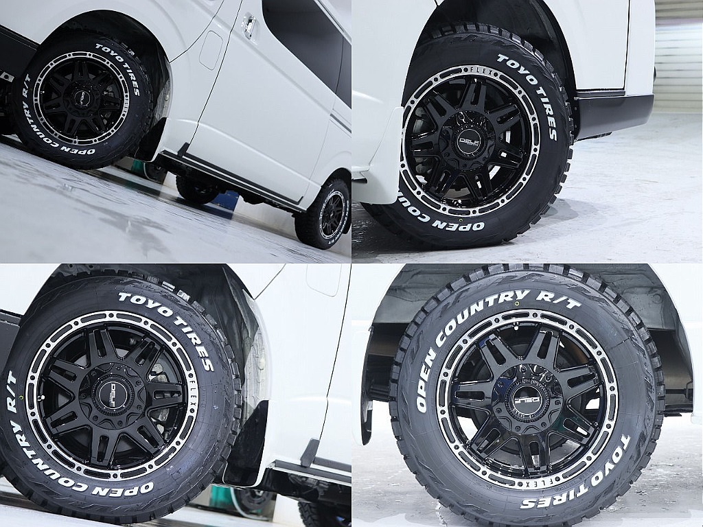 ホイールはFLEXオリジナルＤｅｌｆ０４、16inアルミホイールを装着！ TOYOオープンカントリー16inタイヤとの組み合わせとなっております♪