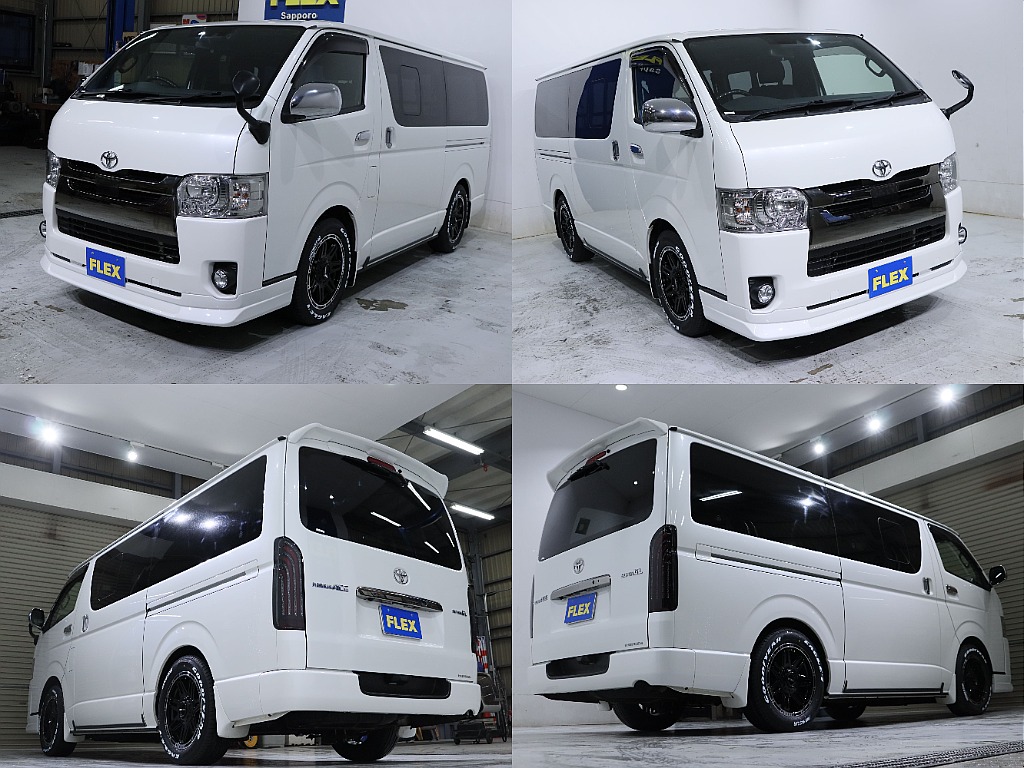 FLEX新品パーツを多数装着したハイエースバンとなっております！