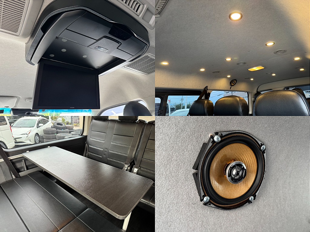ALPINE製12.8インチフリップダウンモニターも装備！