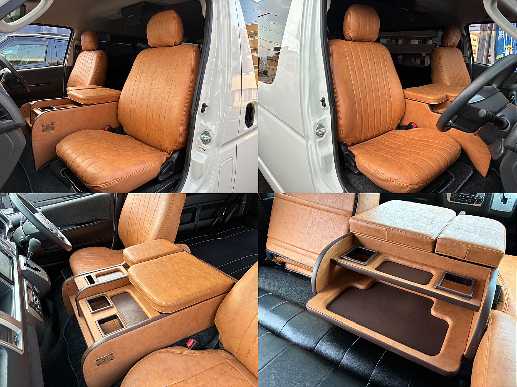 フロントシートカバーはオリジナルのキャメルとなっております♪