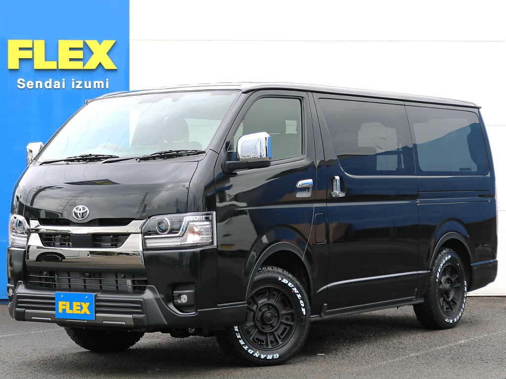 新車9型ハイエースV！ディーゼル4WDで人気のダークプライムⅡ！ブラックマイカの車両をベースにオフロードスタイルにカスタム♪