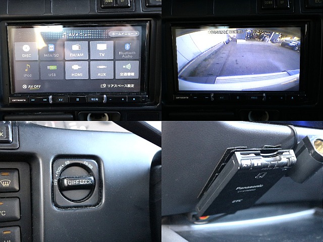 ナビゲーション、バックカメラ、ETC、前後デフロック装備済みです！