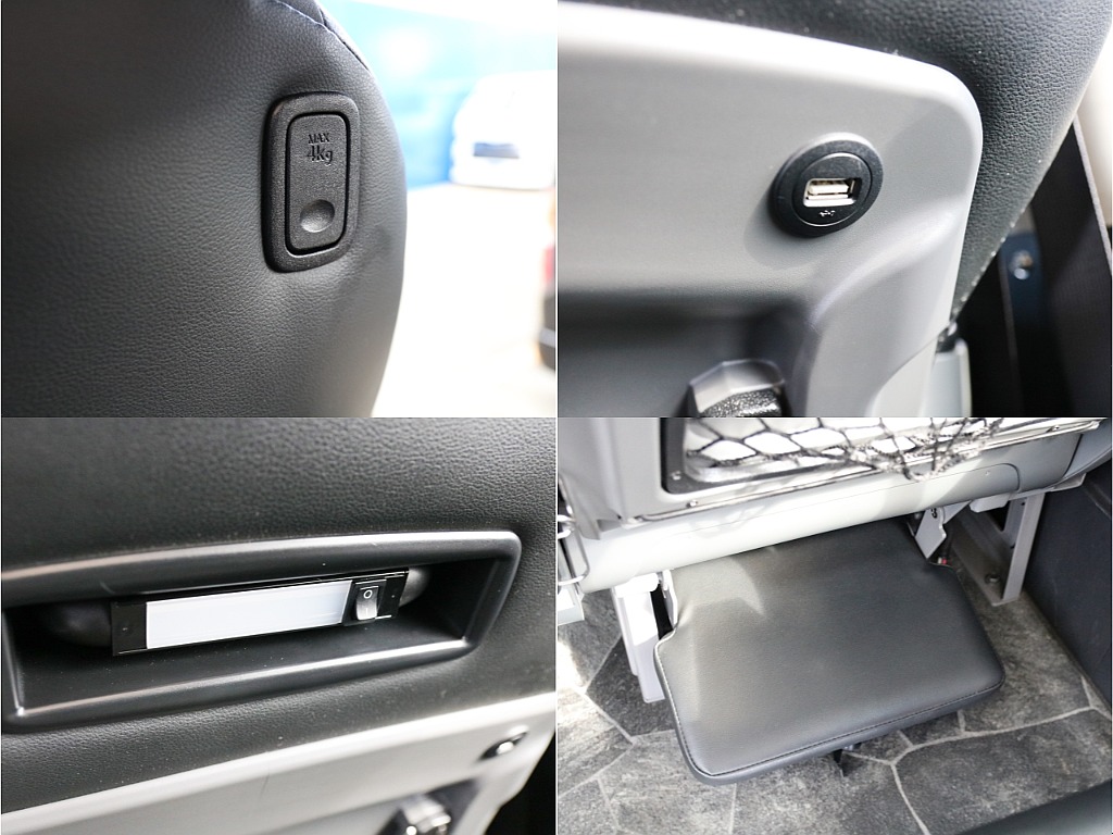 荷物をかけたり、USB充電ポートにLEDライトにフットレスト完備！！ドリンクホルダーもございます！！