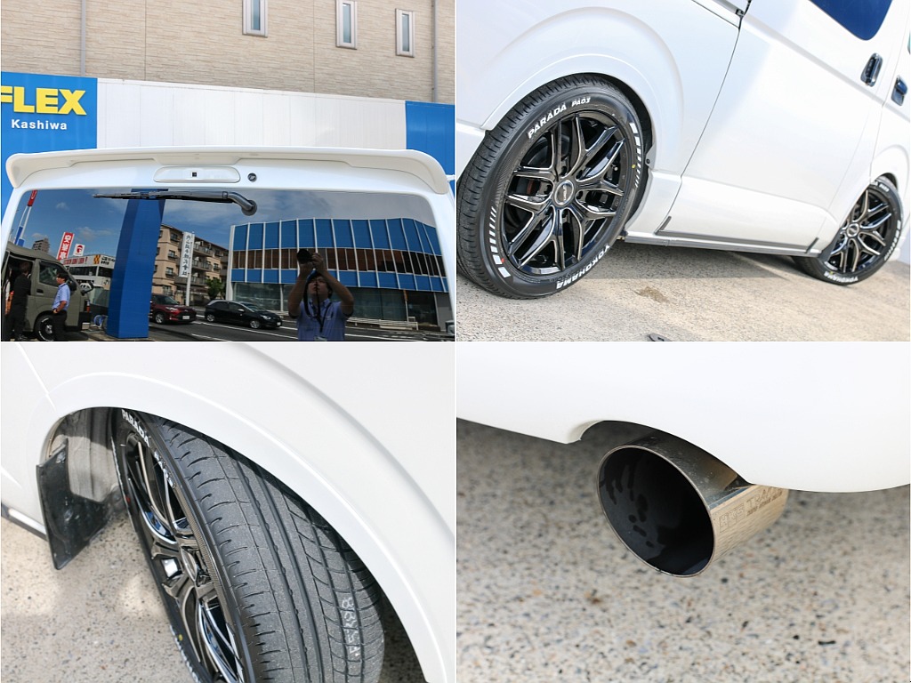 トヨタ純正リアスポイラーにFLEXオリジナル DelfinoLineオーバーフェンダー！！HKSマフラーもついております！！