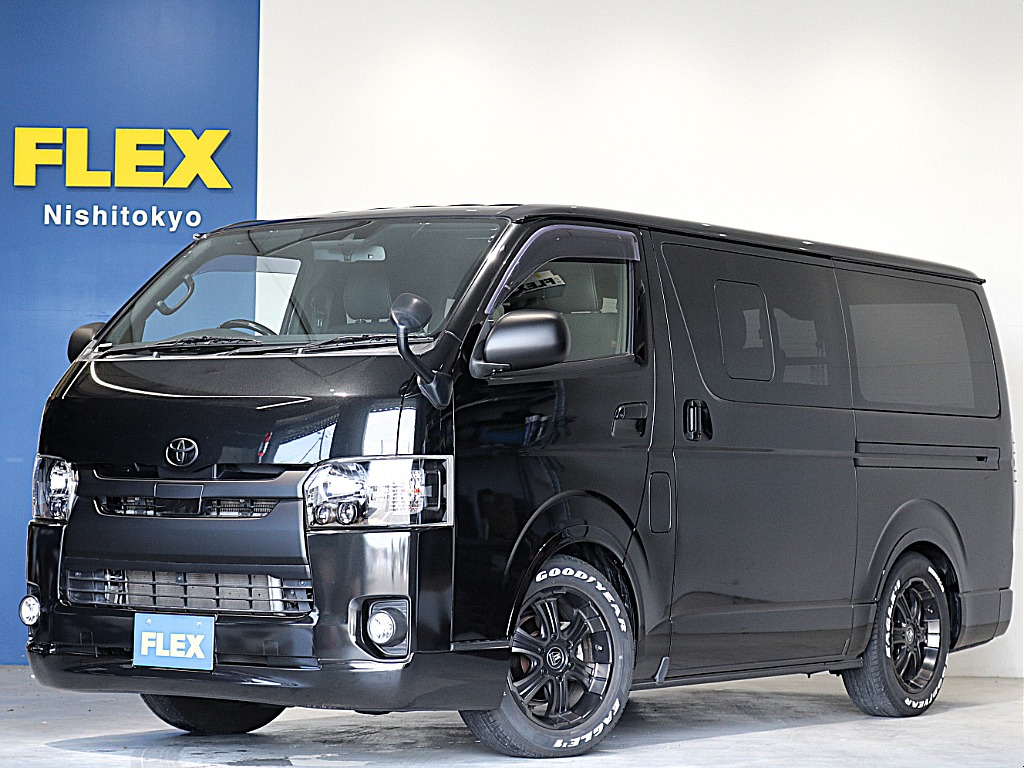 令和２年式ダークプライムⅡ２８００ディーゼル４WDブラックエディション完成！４１５コブラフロントスポイラー１．５インチダウンオリジナルオーバーフェンダーオリジナルＬＥＤテールライト床張りベットＫＩＴ！