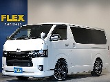 令和１年式ダークプライムⅡ２０００ガソリン２WDカスタムハイエース入庫！！ＥＳＳＥＸフロントスポイラーオリジナル１７インチアルミ２インチローダウンアルパイン８インチナビアルパイン１２．８フリップダウン