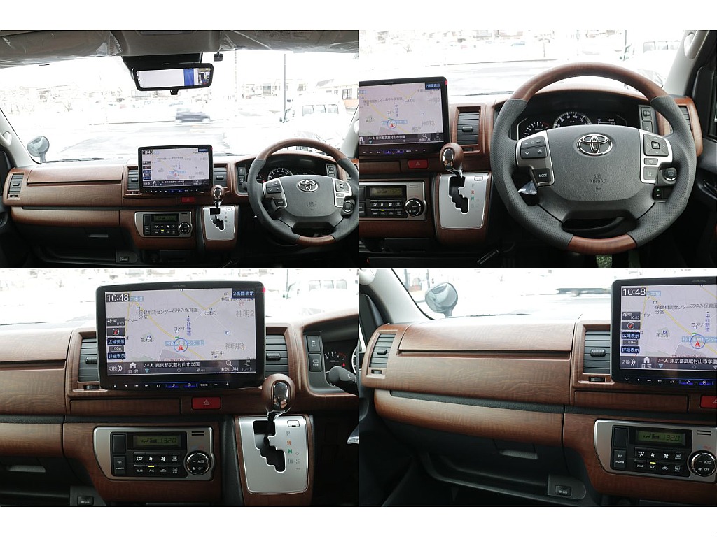 新品オリジナル茶木目コンビハンドル、シフトノブ、インテリアパネル装備！！