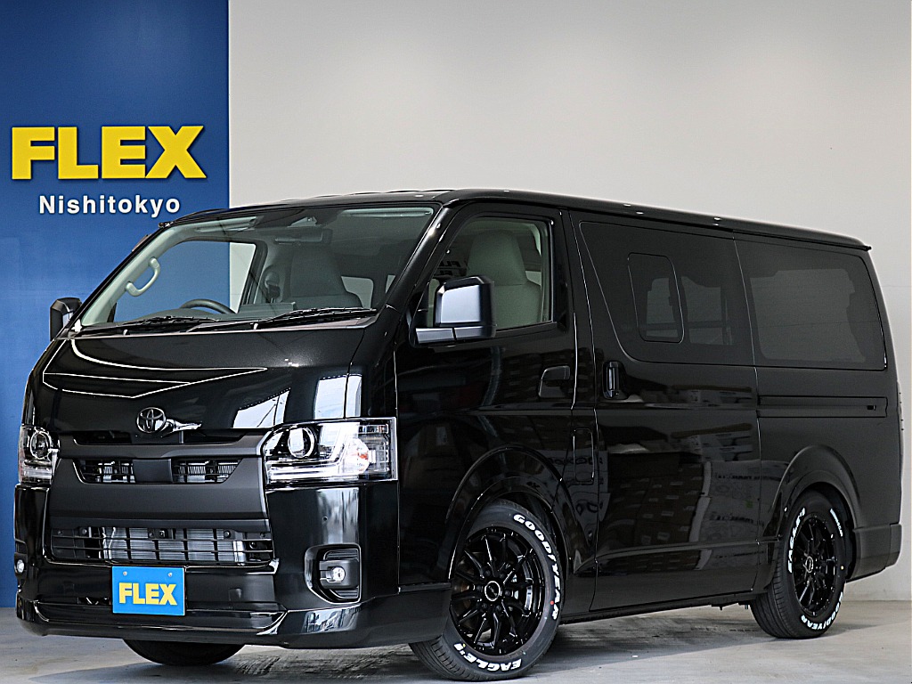 新車ハイエースＶ　ＤＸＧＬパッケージ２８００ディーゼルターボブラックスポーツパッケージ完成！！ＥＳＳＥＸフロントスポイラーオリジナル１７インチアルミナスカー１７インチタイヤ２インチダウンベット装備！！