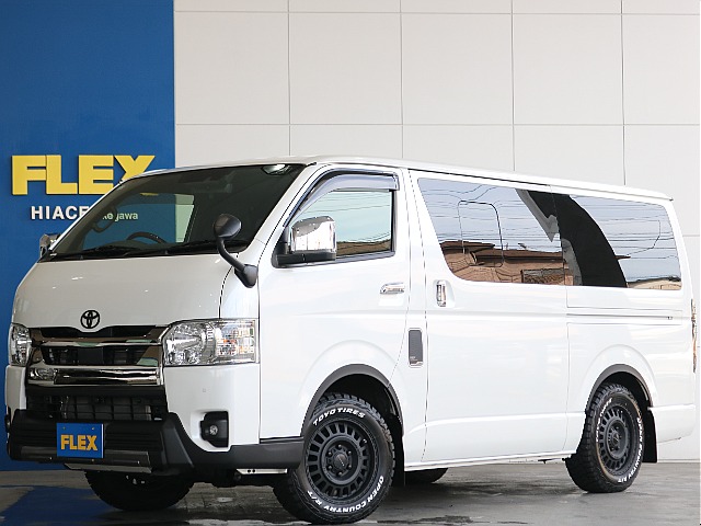 【厳選仕入中古】ハイエースバン　スーパーGL　ダークプライムⅡ　パールホワイト　ディーゼル4WD 高年式・低走行でFLEＸカスタム多数装着の車中拍仕様のお車ご入庫致しました☆☆
