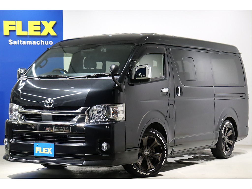 【買取直販】ハイエースバン　スーパーGL　ダークプライムⅡ　ガソリン４WD　フロントスポイラー　LEDテール　ベッドキット！