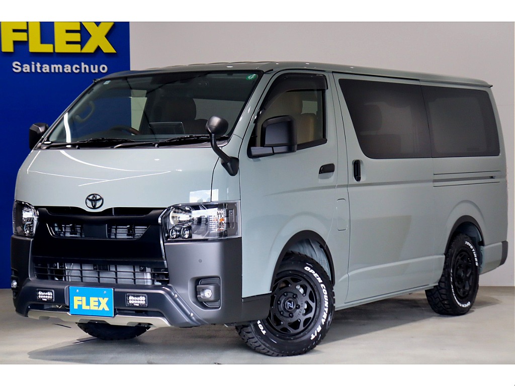 【厳選中古】ハイエースバン　スーパーGL　アースカラーPKG　アーバンカーキ　ディーゼル２WD　ブラックエディション　シートカバー　ベッドキット　アルパインナビ　HDMI！