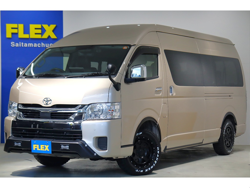 【厳選中古】ハイエースワゴン　グランドキャビン　ベージュメタリック　ガソリン4WD　アルパインナビ×フリップ　床張り施工　新品部品多数！