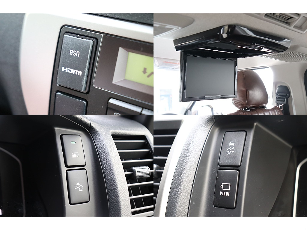 あると嬉しい後席モニターやスマホミラーリング用HDMIソケットもカスタム済み！