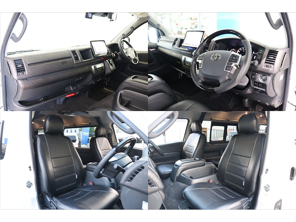 1・4列目シートカバー装着済み！黒木目マホガニー調パネルセットも完備☆