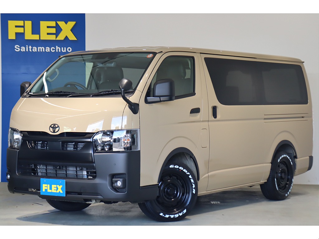 【厳選中古】ハイエースバン　スーパーGL　ベージュ　ディーゼル２WD　ブラックエディション　BIG-X　ベッド　シートカバー　ルーフスピーカー付き！