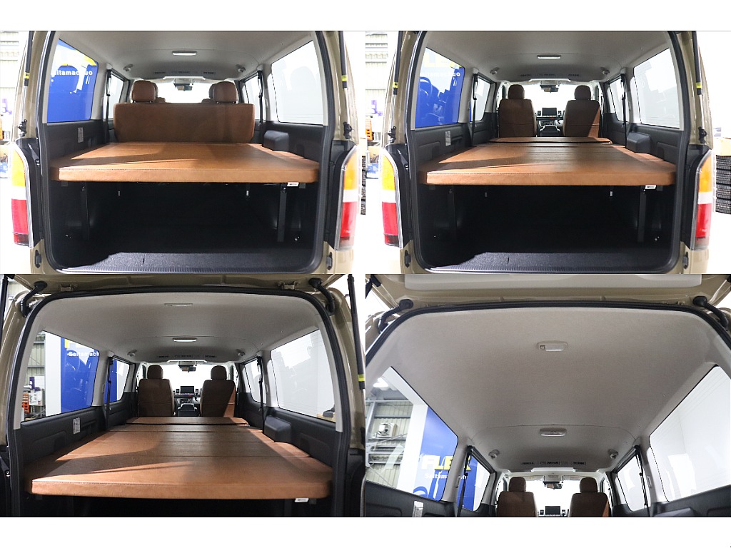 荷室にはブラウンカラーのフラットベットキットを装着済み！