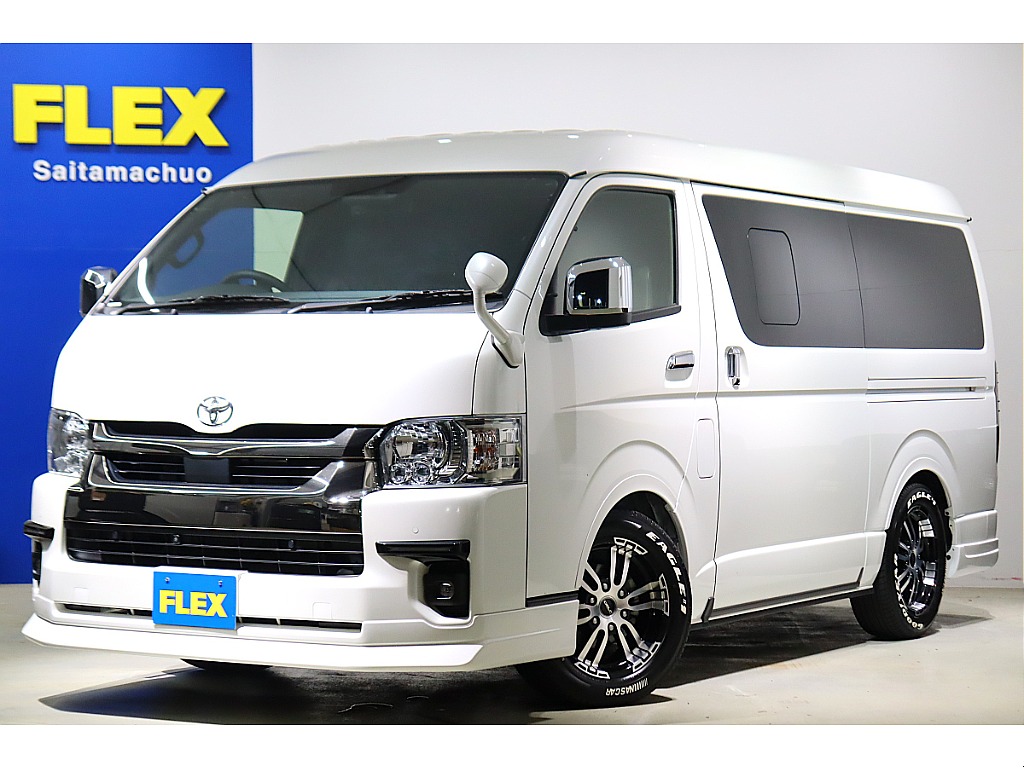 令和6年式　スーパーGLダークプライムⅡガソリン4WD　低走行9000㎞！リアカーテン　ベットキット　CFカーゴマット　7インチフルセグナビ　フリップダウンモニター　パノラミックビューモニター！