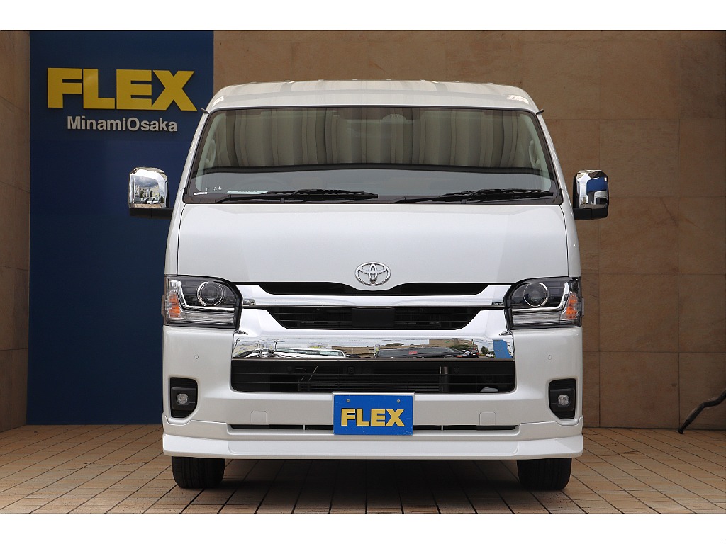 【新車/改良後ハイエース/FLEXオリジナル内装架装Ver1ガソリン2WD】車中泊快適仕様♪後席モニター♪